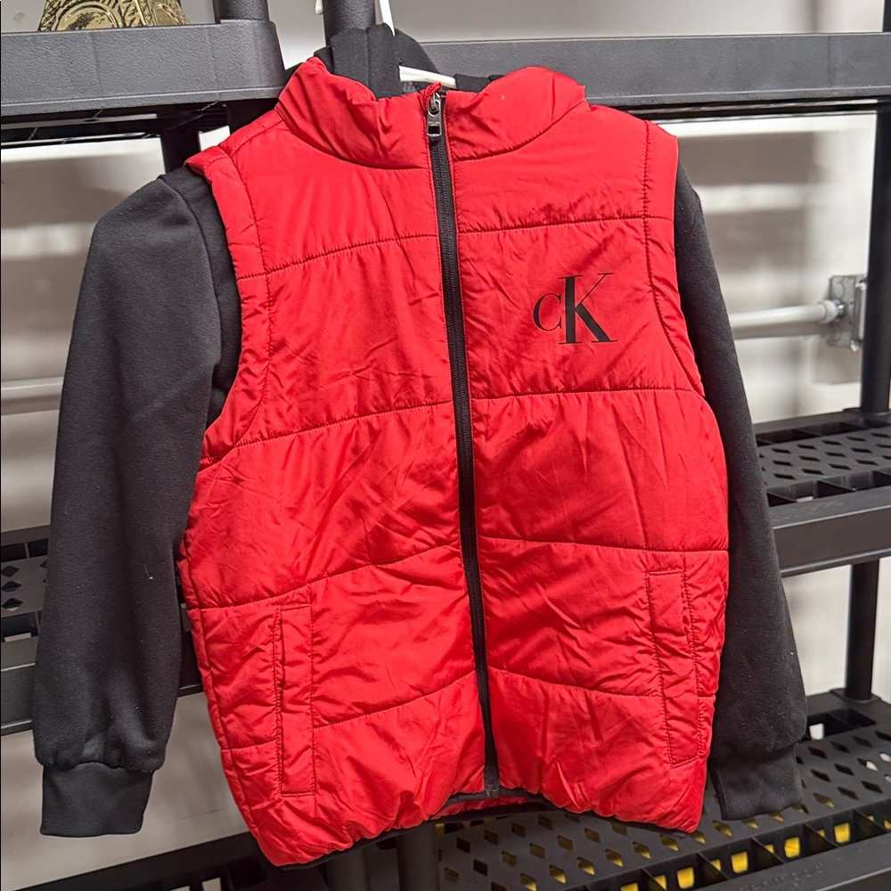 Calvin Klein Red and Black Vest Jacket ( one time used)
